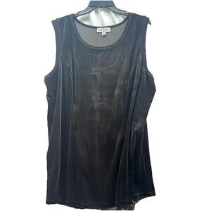 KATHLEEN KIRKWOOD Size 2X Black Velvet Sleeveless Swing Top